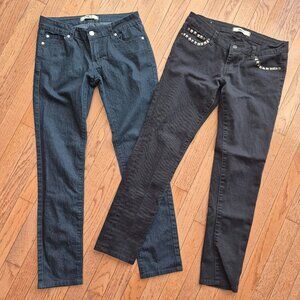 Pair of KliqueB Jeans Skinny Low Rise Blue and Black 7 & 9